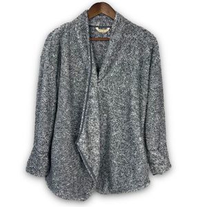 Soft Surroundings M Heather Space Gray Cozy Up Teddy Cardigan Soft Pockets